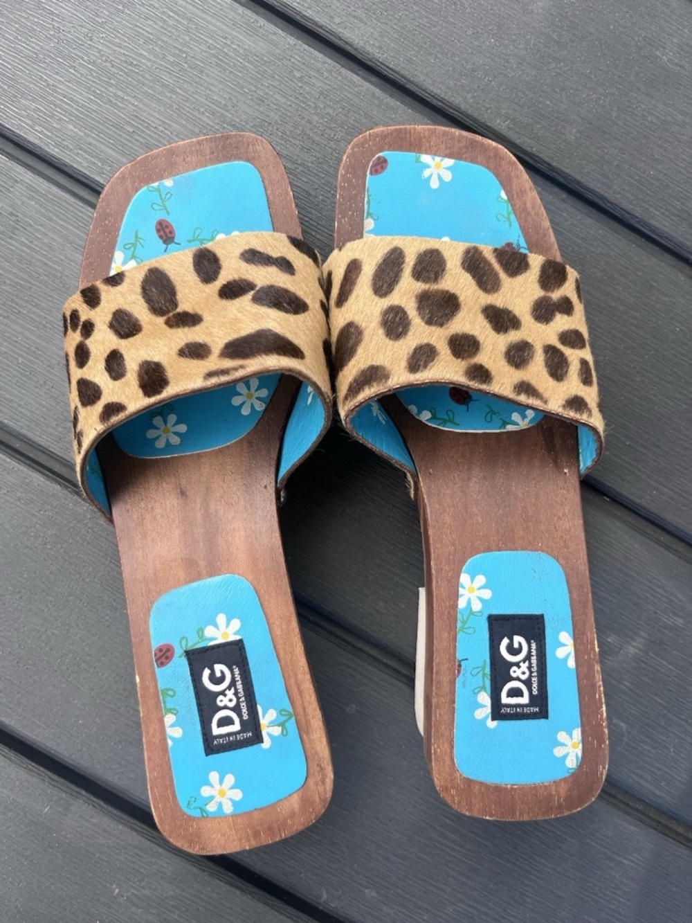 SOLD! Y2K Vintage D&G Dolce & Gabbana Rare Pony Hair/ Ladybug Wooden Sandal 37 - Picture 9 of 10